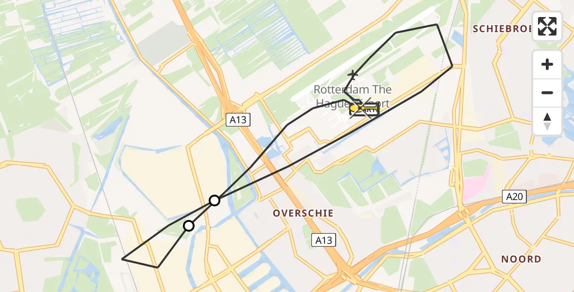 Routekaart van de vlucht: Lifeliner 2 naar Rotterdam