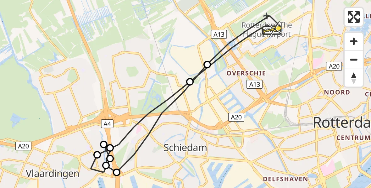 Routekaart van de vlucht: Lifeliner 2 naar Rotterdam