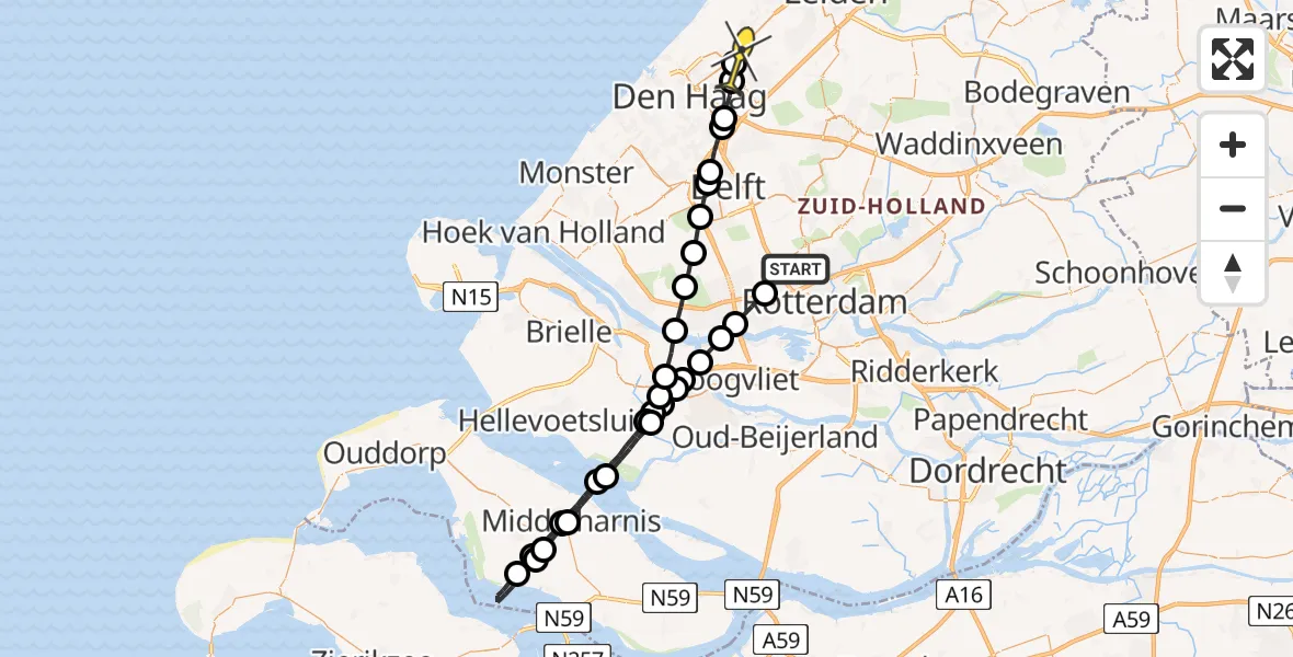 Routekaart van de vlucht: Lifeliner 2 naar Wassenaar