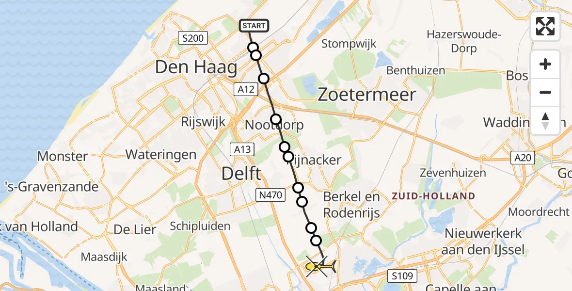 Routekaart van de vlucht: Lifeliner 2 naar Rotterdam