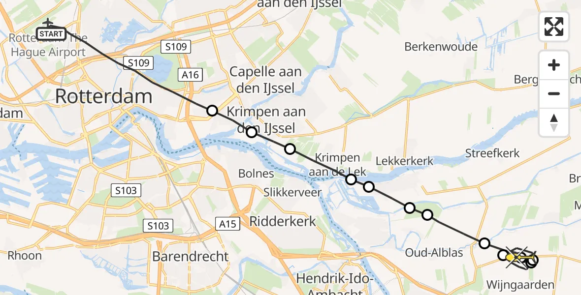 Routekaart van de vlucht: Lifeliner 2 naar Bleskensgraaf ca