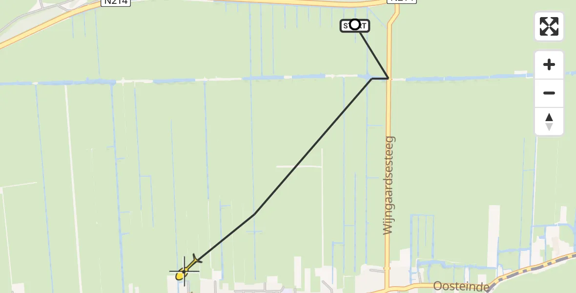 Routekaart van de vlucht: Politieheli naar Wijngaarden