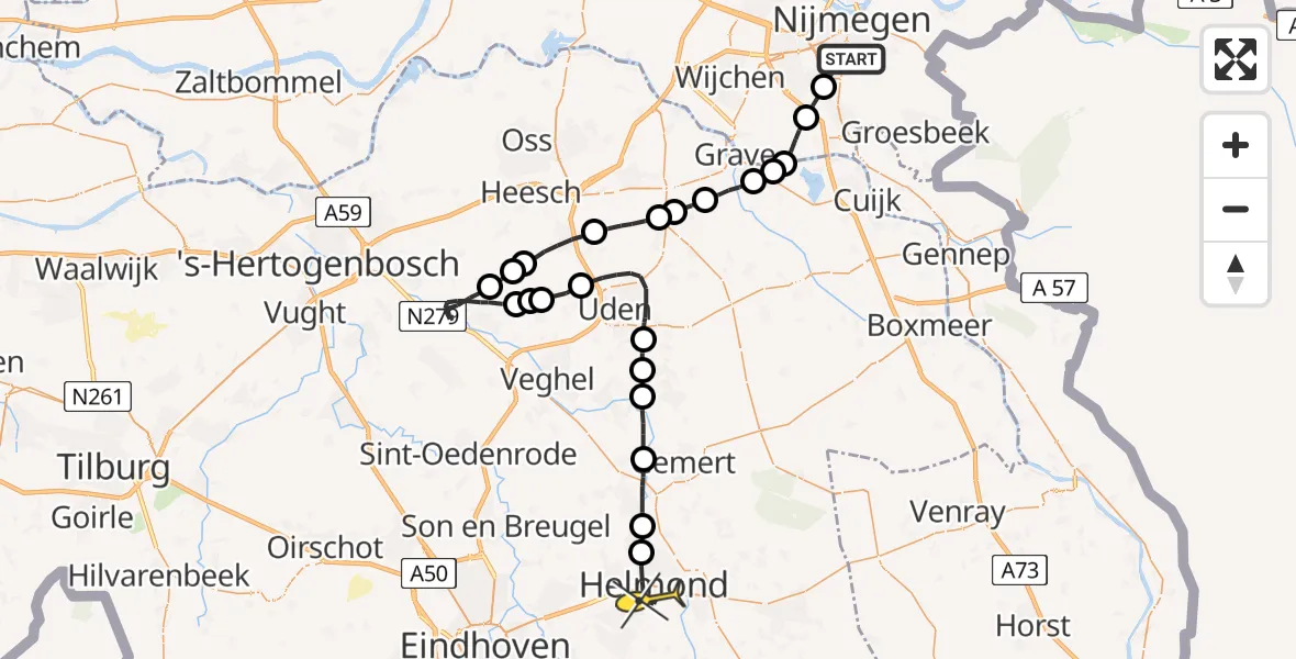 Routekaart van de vlucht: Lifeliner 3 naar Helmond