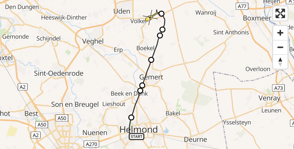 Routekaart van de vlucht: Lifeliner 3 naar Volkel