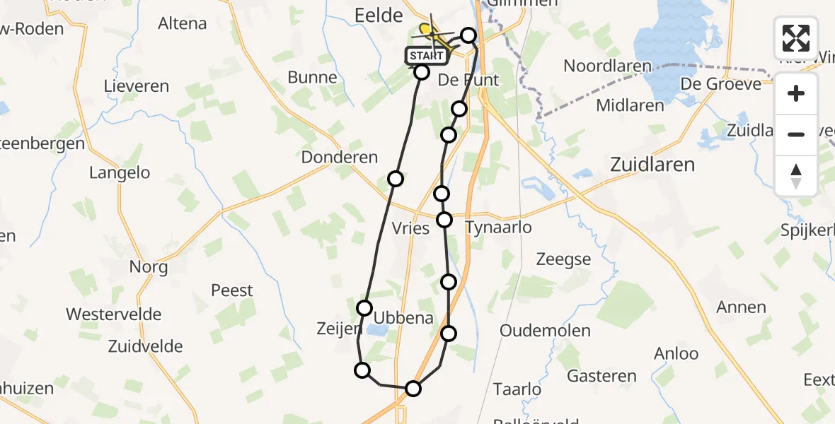 Routekaart van de vlucht: Lifeliner 4 naar Eelde