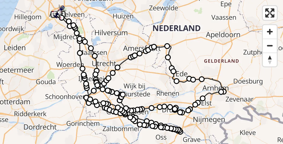 Vluchtroute Politiehelikopter van Schiphol naar Schiphol