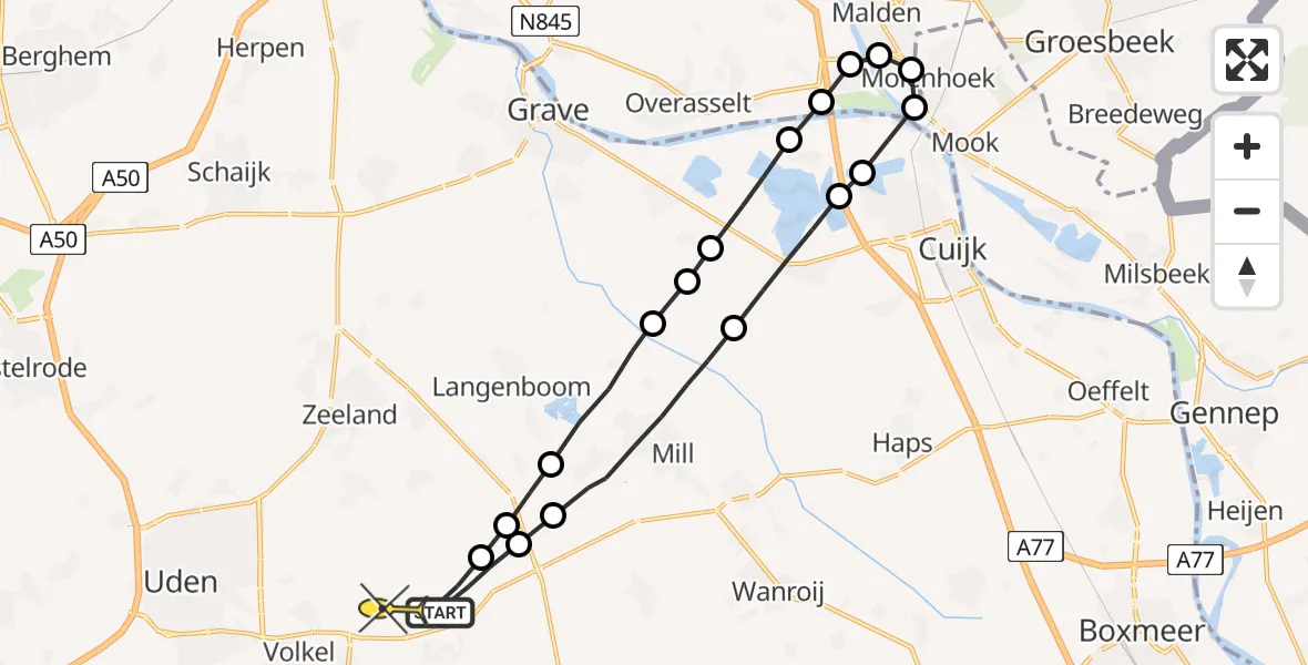 Routekaart van de vlucht: Lifeliner 3 naar Volkel