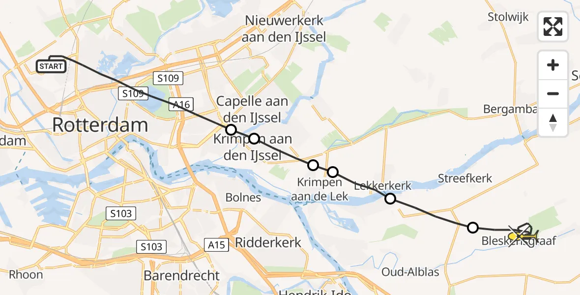 Routekaart van de vlucht: Lifeliner 2 naar Bleskensgraaf ca