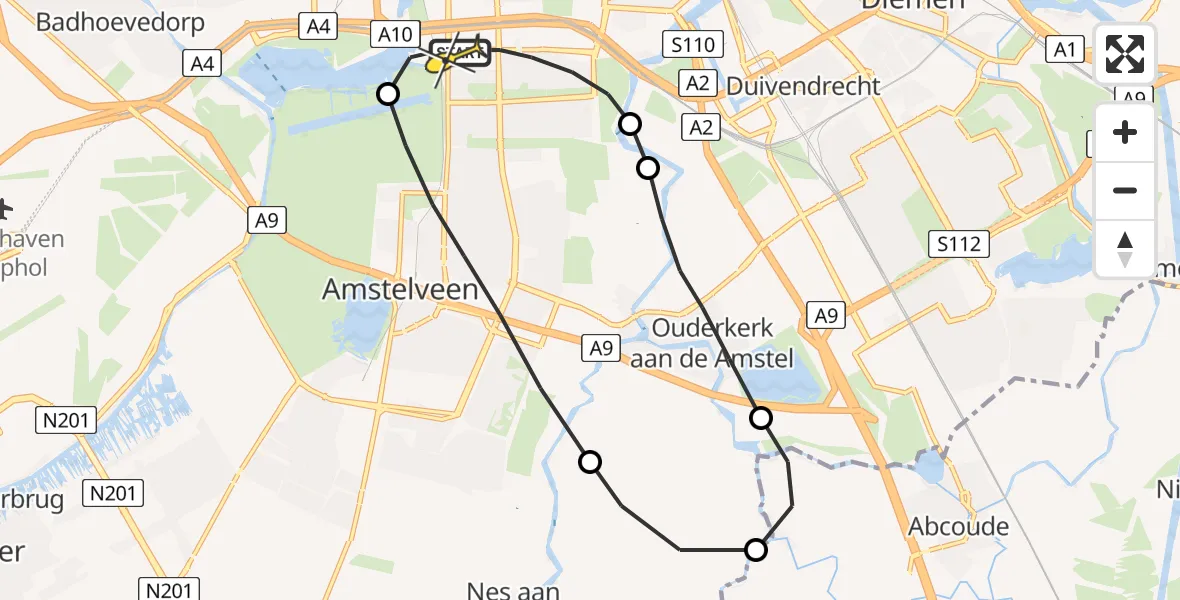 Routekaart van de vlucht: Lifeliner 1 naar Amsterdam