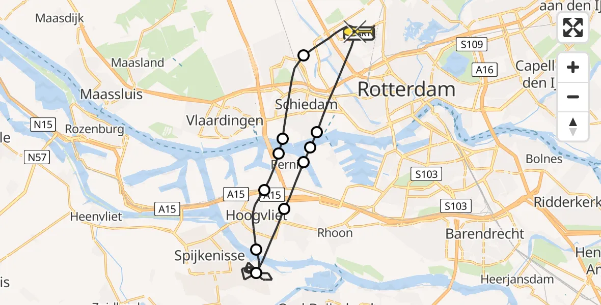 Routekaart van de vlucht: Lifeliner 2 naar Rotterdam