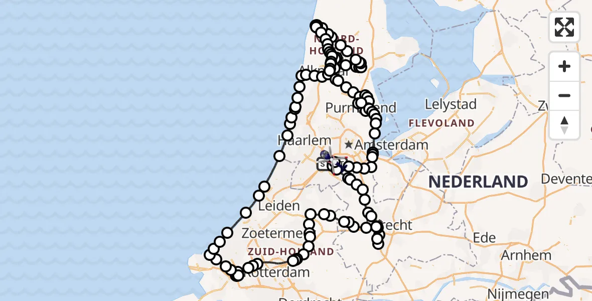 Vluchtroute Politiehelikopter van Schiphol naar Schiphol