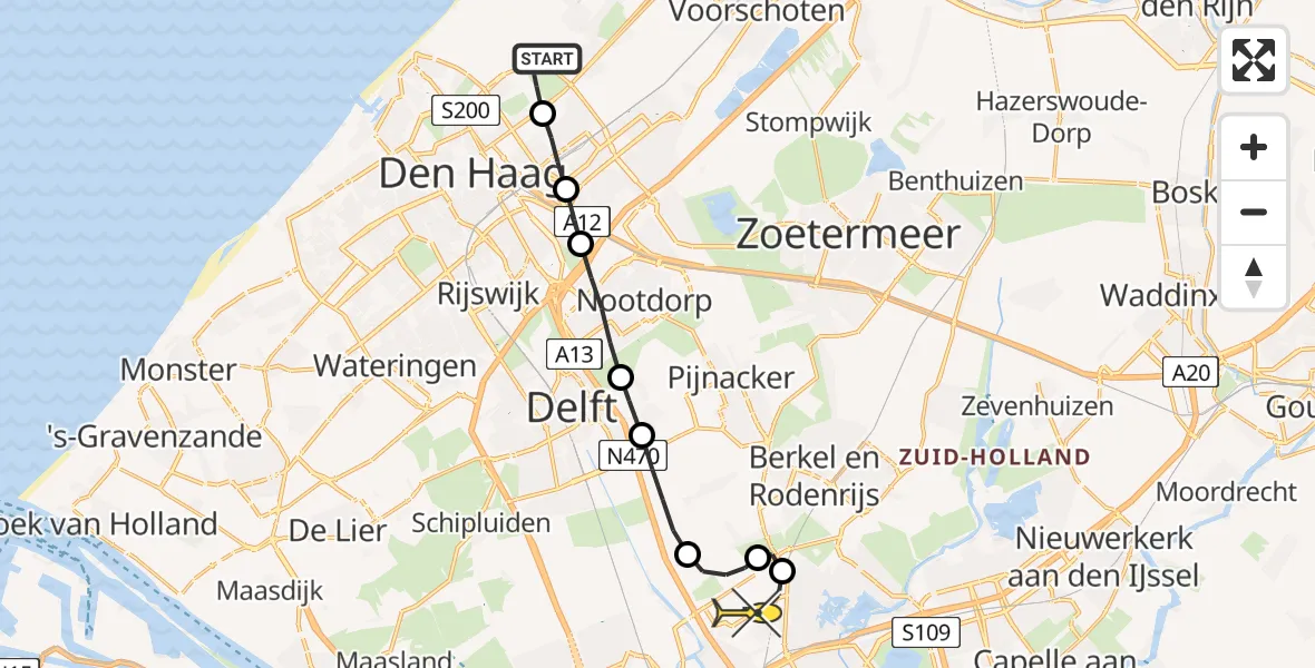 Routekaart van de vlucht: Lifeliner 2 naar Rotterdam