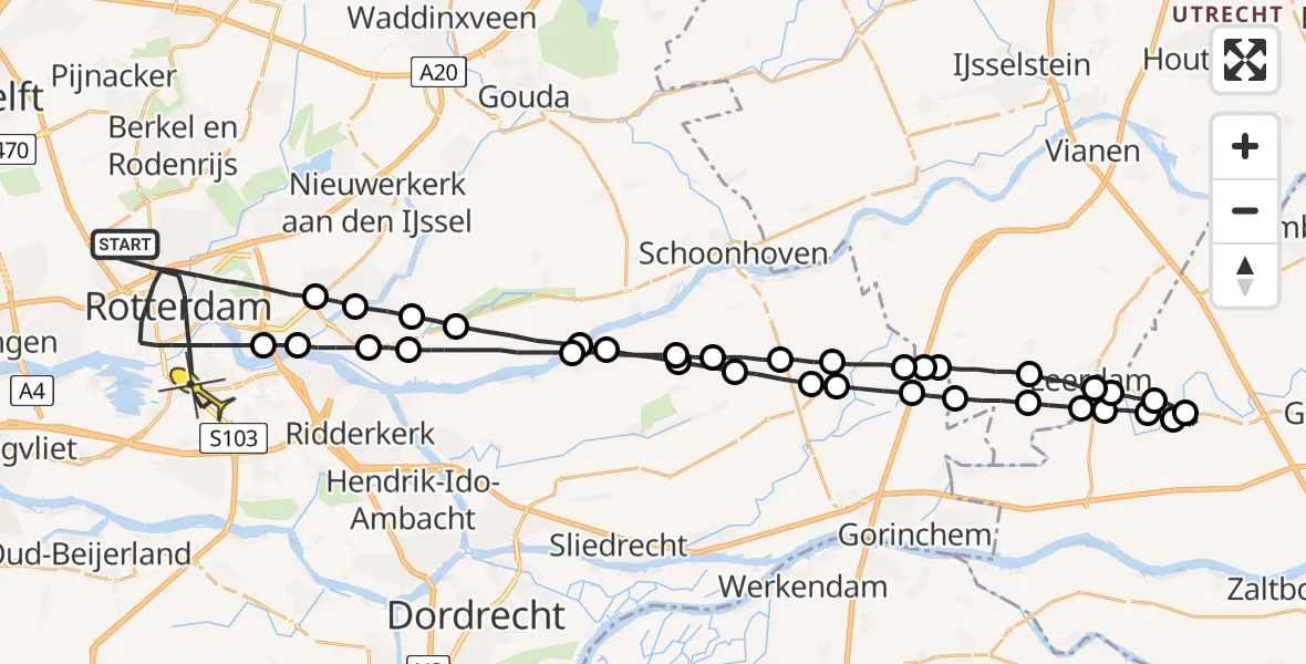 Routekaart van de vlucht: Lifeliner 2 naar Rotterdam