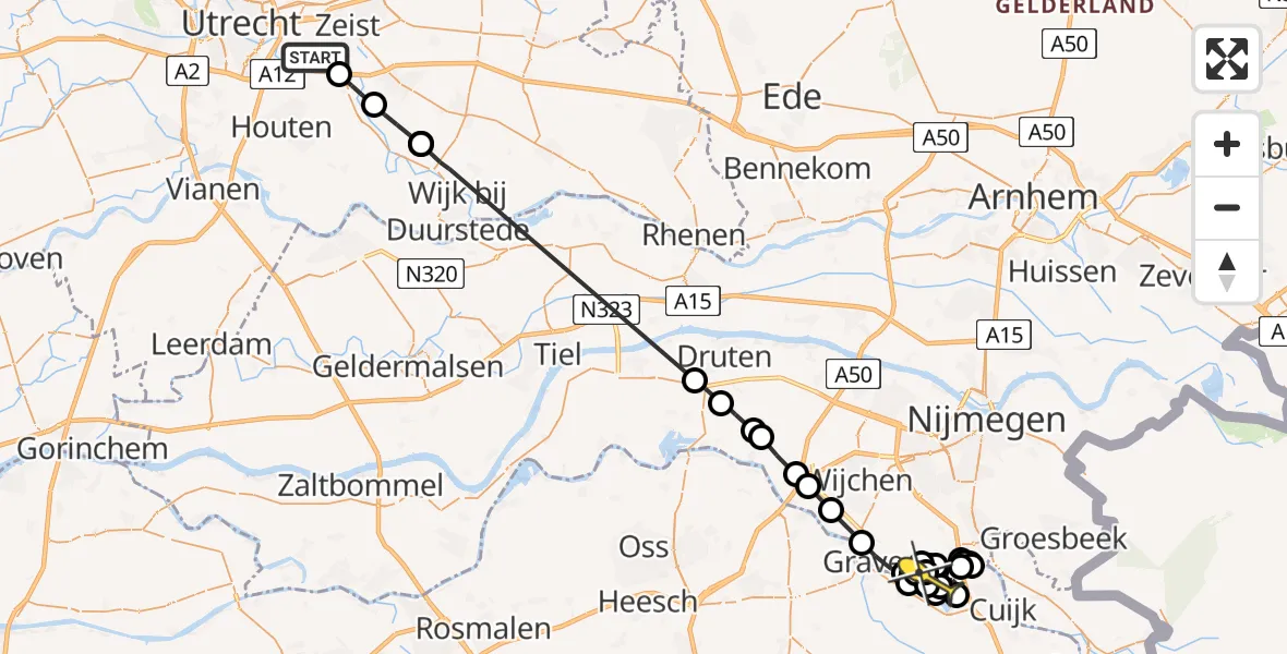 Routekaart van de vlucht: Politieheli naar Linden