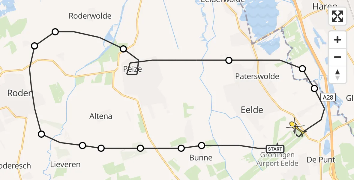 Routekaart van de vlucht: Lifeliner 4 naar Eelde