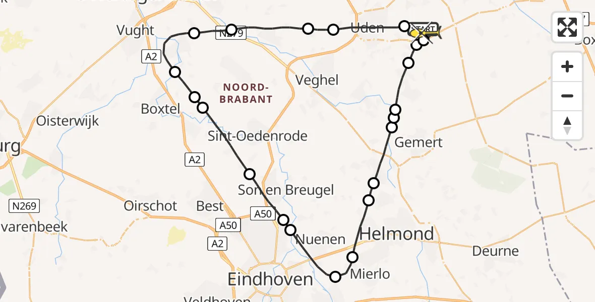 Routekaart van de vlucht: Lifeliner 3 naar Volkel