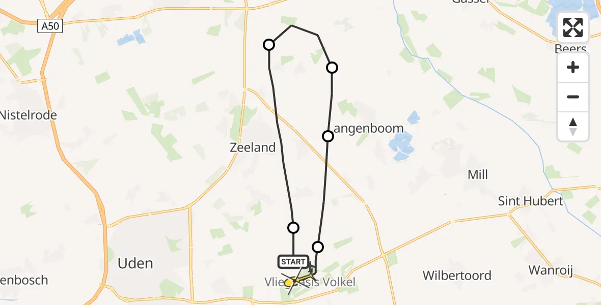 Routekaart van de vlucht: Lifeliner 3 naar Volkel