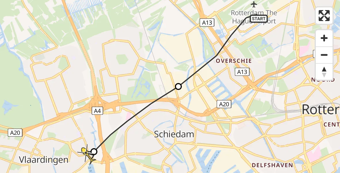 Routekaart van de vlucht: Lifeliner 2 naar Vlaardingen