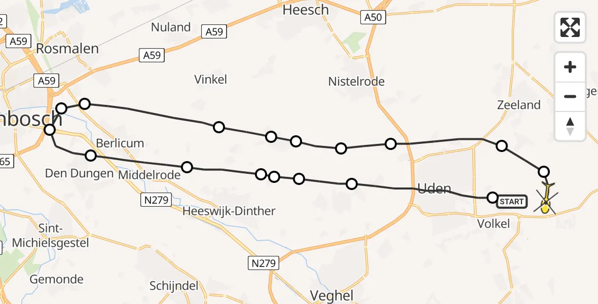 Routekaart van de vlucht: Lifeliner 3 naar Volkel