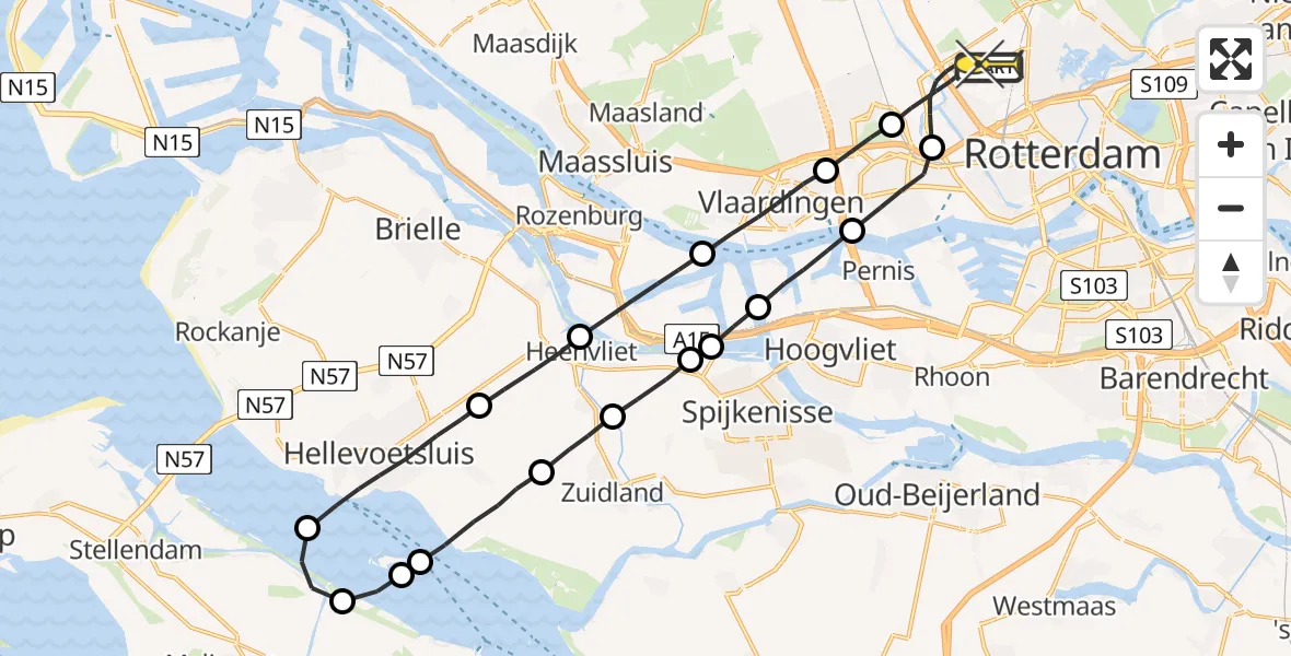 Routekaart van de vlucht: Lifeliner 2 naar Rotterdam