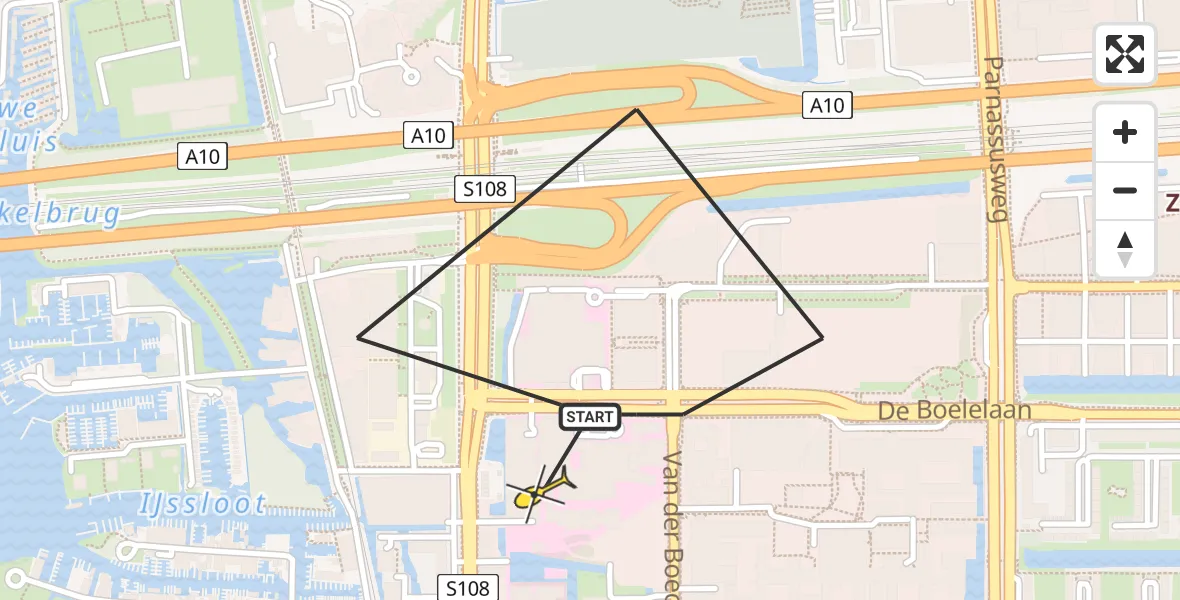 Routekaart van de vlucht: Lifeliner 1 naar Amsterdam