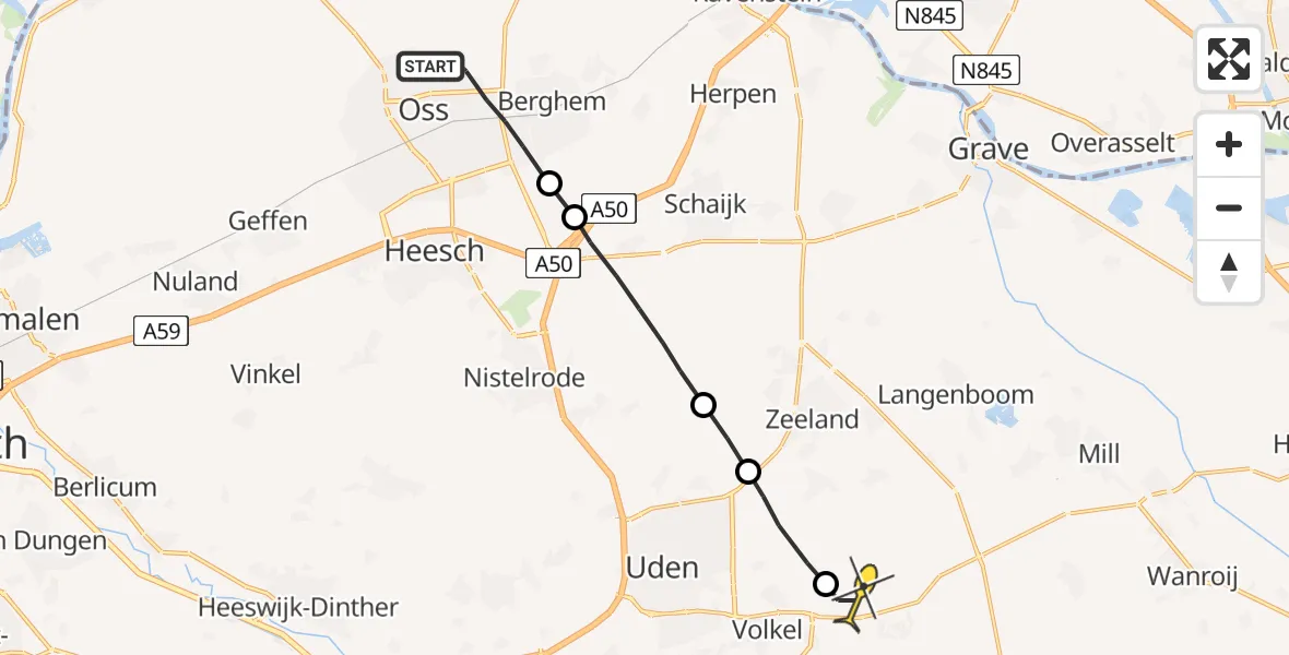 Routekaart van de vlucht: Lifeliner 3 naar Volkel