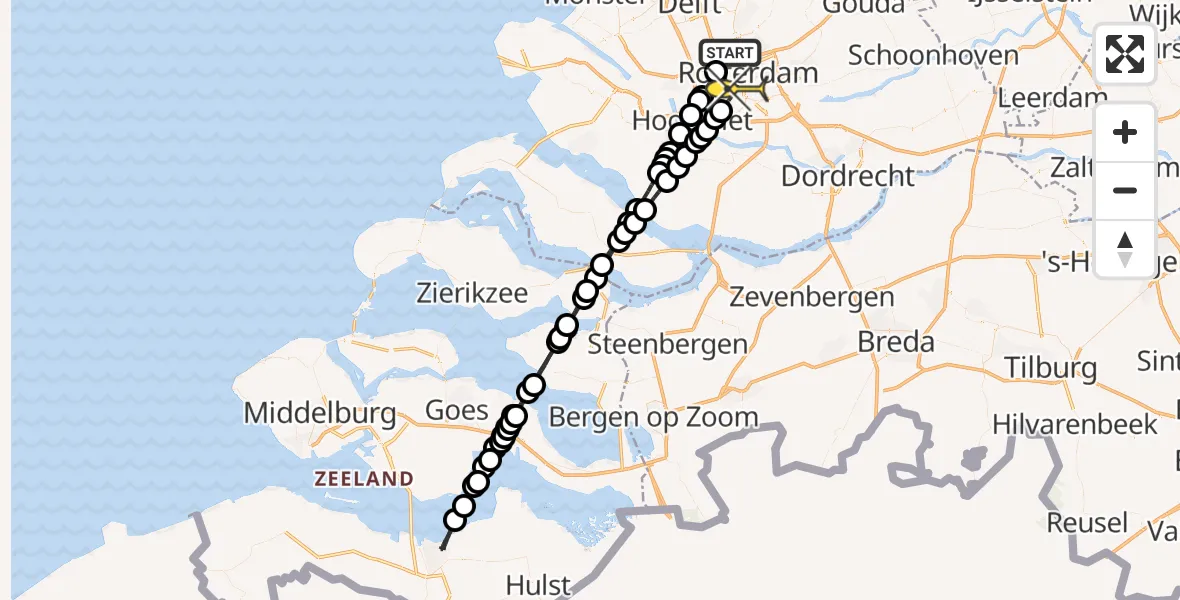 Routekaart van de vlucht: Lifeliner 2 naar Rotterdam