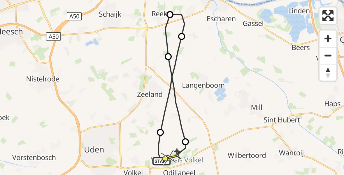 Routekaart van de vlucht: Lifeliner 3 naar Volkel