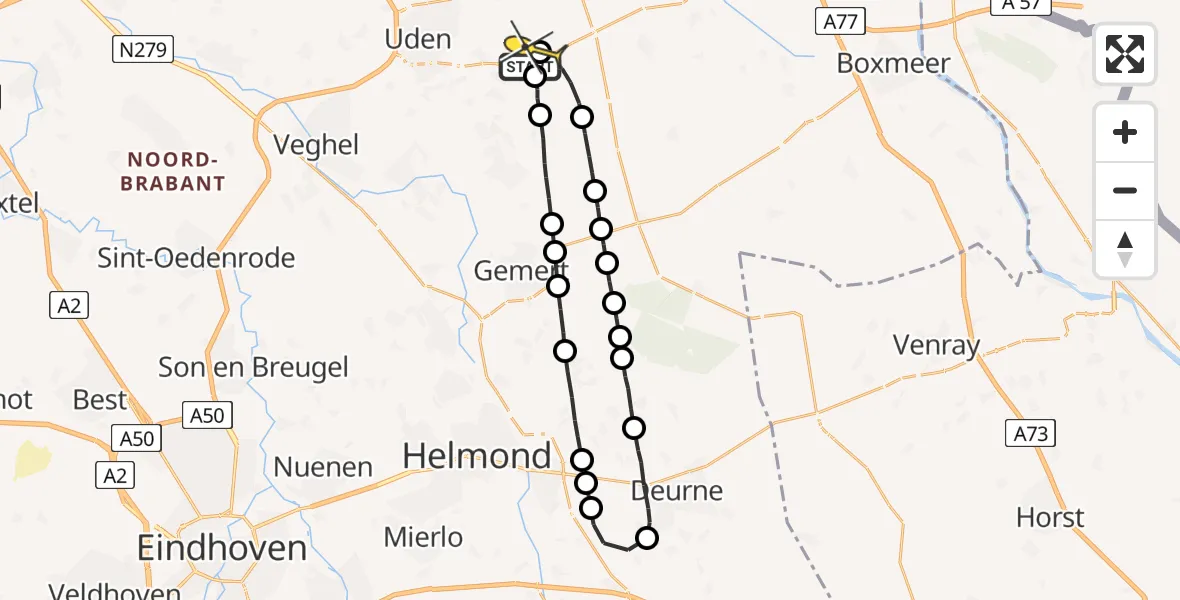 Routekaart van de vlucht: Lifeliner 3 naar Volkel