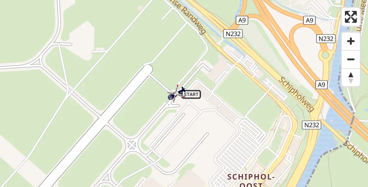 Vluchtroute Politiehelikopter van Schiphol naar Schiphol