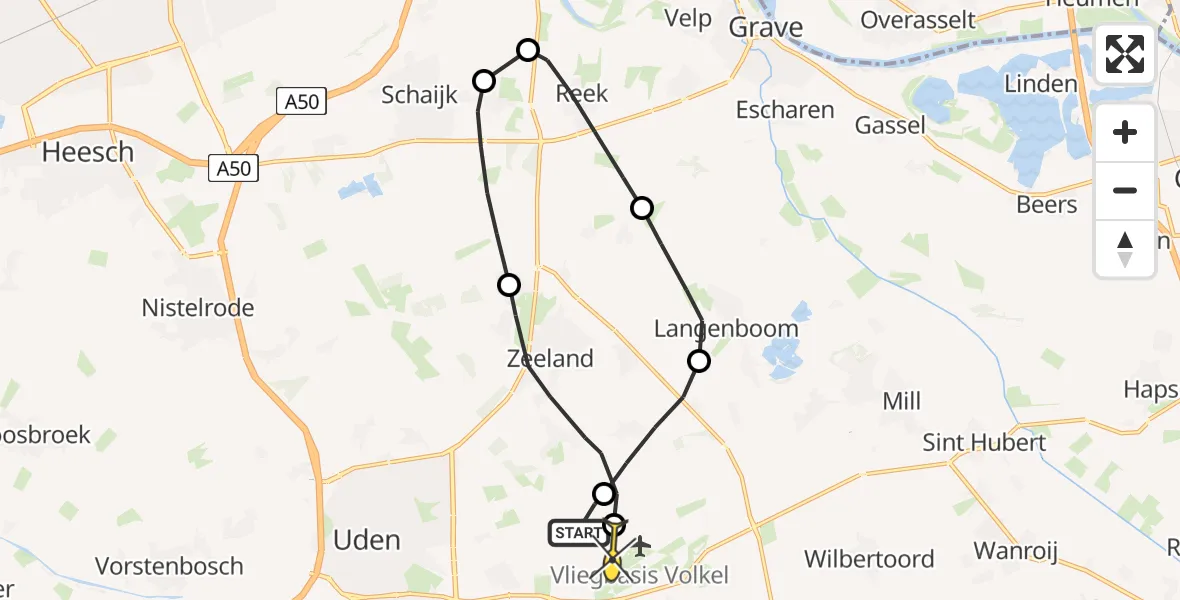 Routekaart van de vlucht: Lifeliner 3 naar Volkel