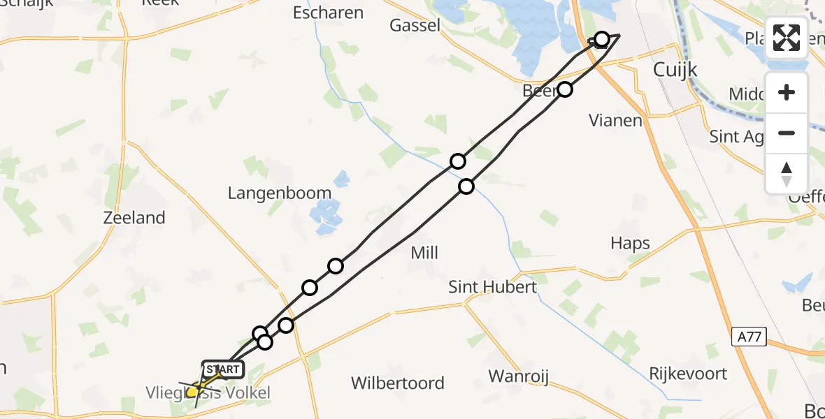 Routekaart van de vlucht: Lifeliner 3 naar Volkel