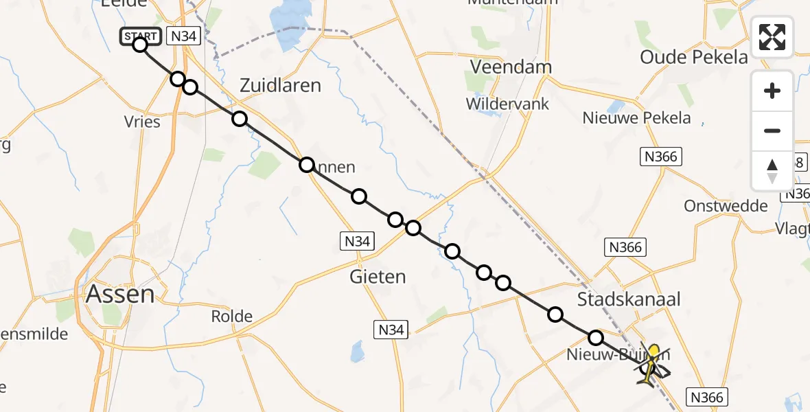 Routekaart van de vlucht: Lifeliner 4 naar Musselkanaal