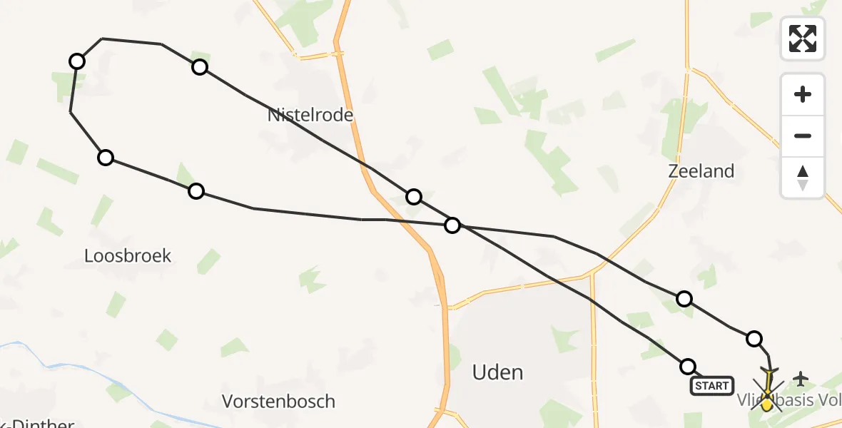 Routekaart van de vlucht: Lifeliner 3 naar Volkel