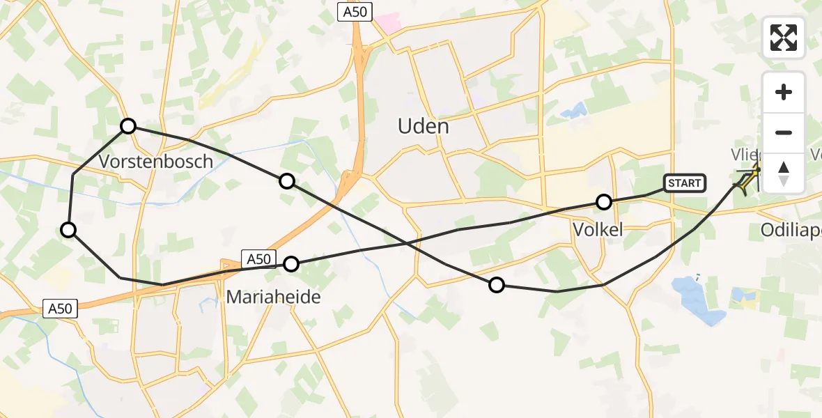 Routekaart van de vlucht: Lifeliner 3 naar Volkel