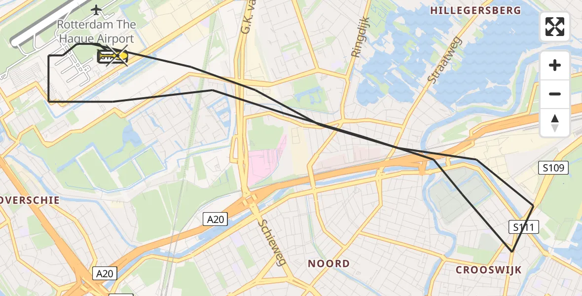 Routekaart van de vlucht: Lifeliner 2 naar Rotterdam