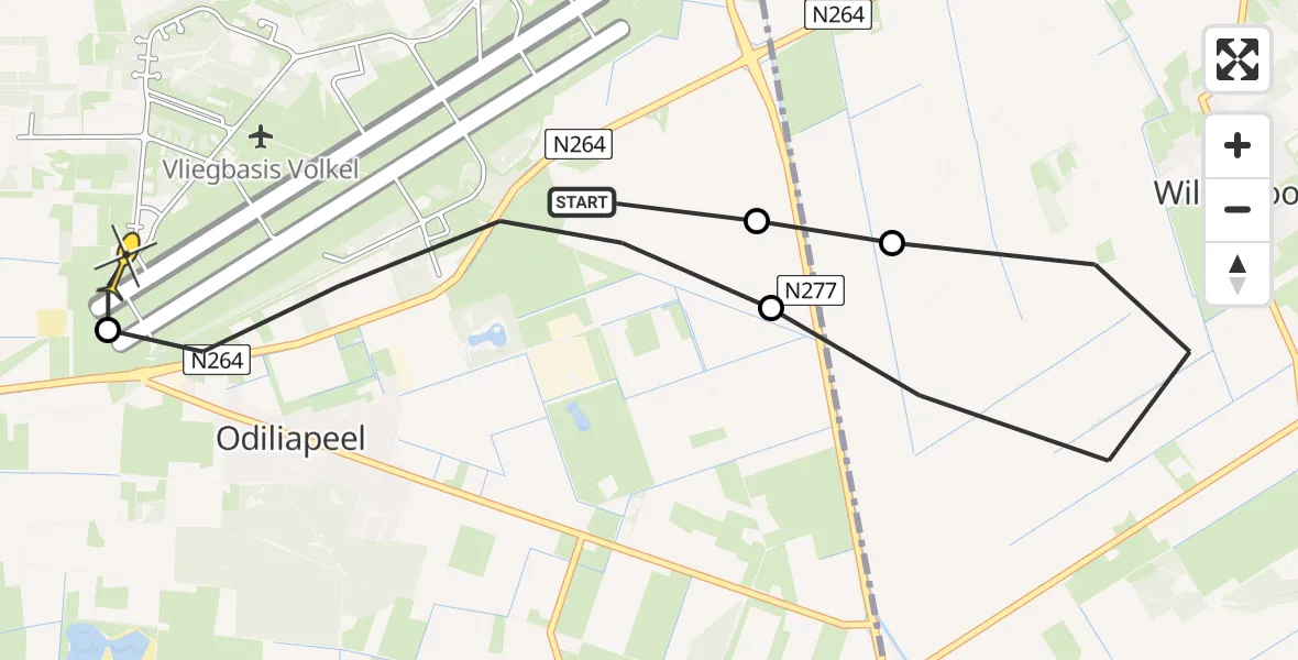 Routekaart van de vlucht: Lifeliner 3 naar Volkel