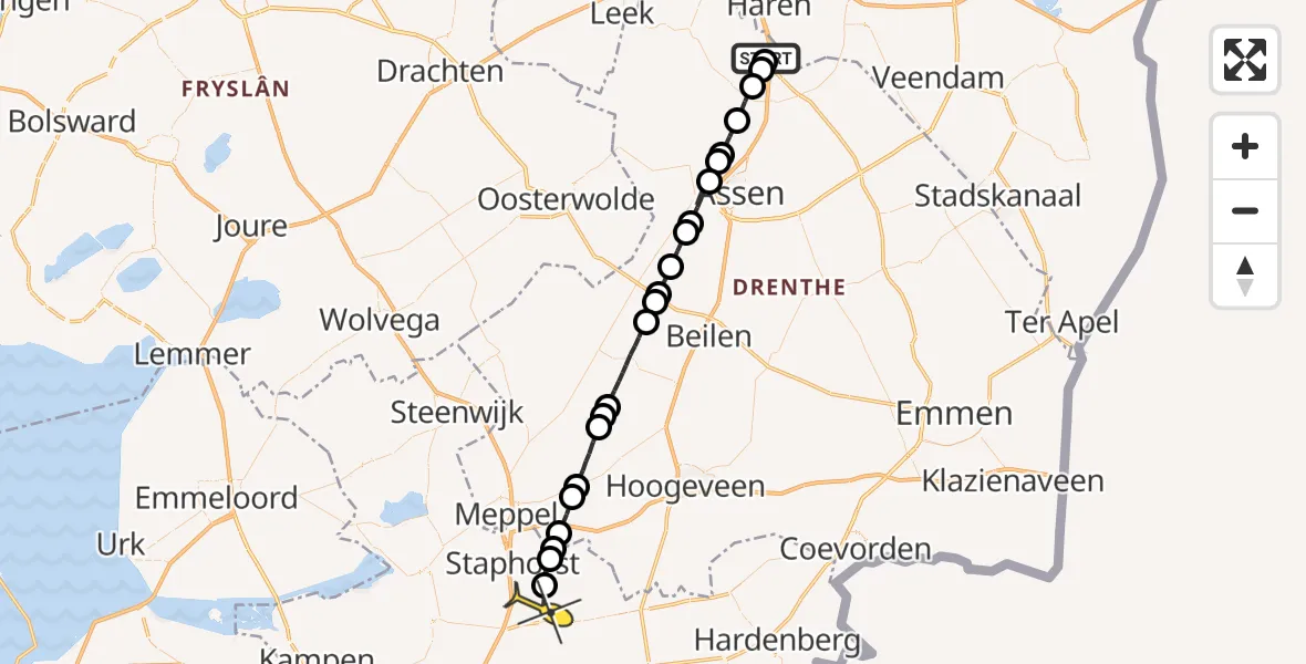 Routekaart van de vlucht: Lifeliner 4 naar Punthorst