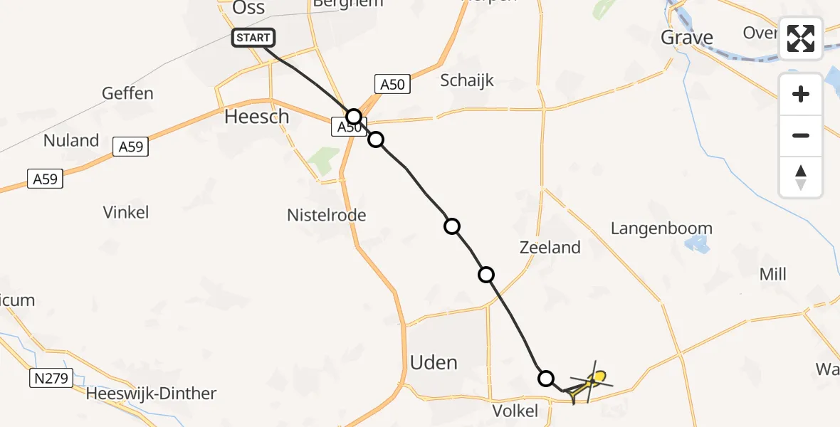 Routekaart van de vlucht: Lifeliner 3 naar Volkel