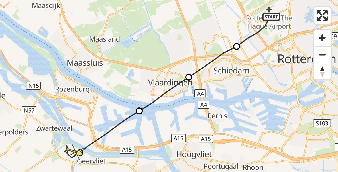 Routekaart van de vlucht: Lifeliner 2 naar Heenvliet