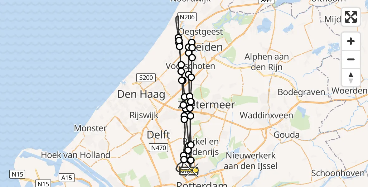 Routekaart van de vlucht: Lifeliner 2 naar Rotterdam