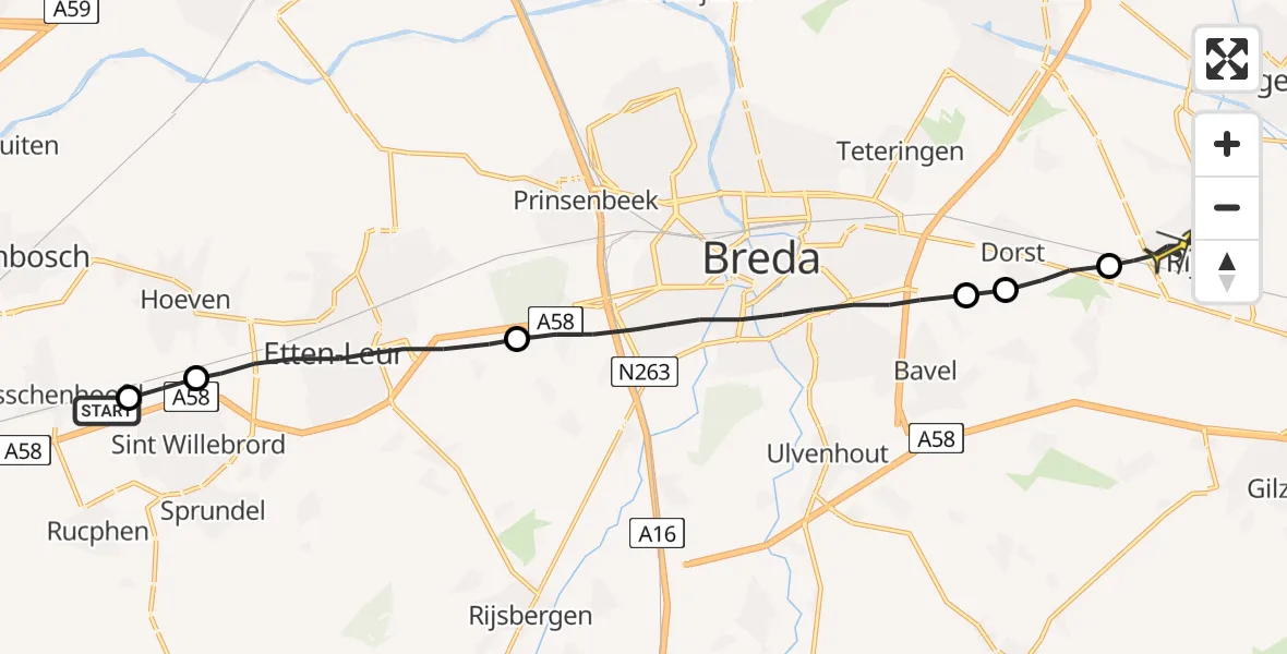 Routekaart van de vlucht: Lifeliner 3 naar Rijen