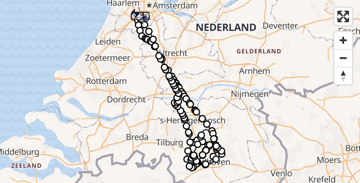 Vluchtroute Politiehelikopter van Schiphol naar Schiphol