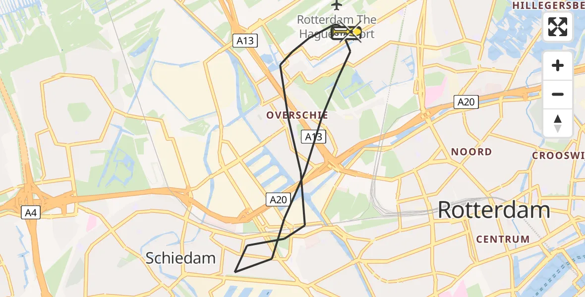 Routekaart van de vlucht: Lifeliner 2 naar Rotterdam