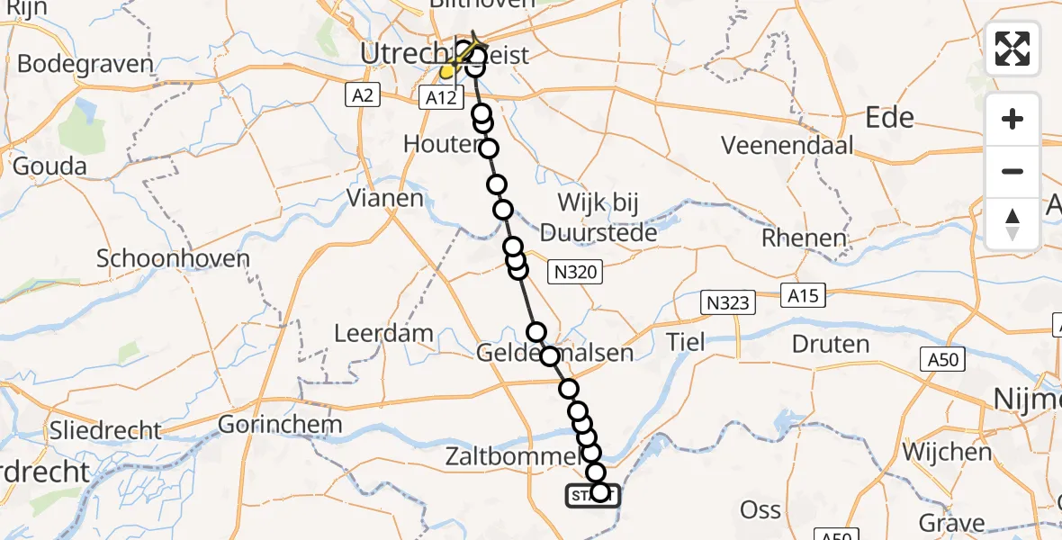Routekaart van de vlucht: Lifeliner 3 naar Utrecht