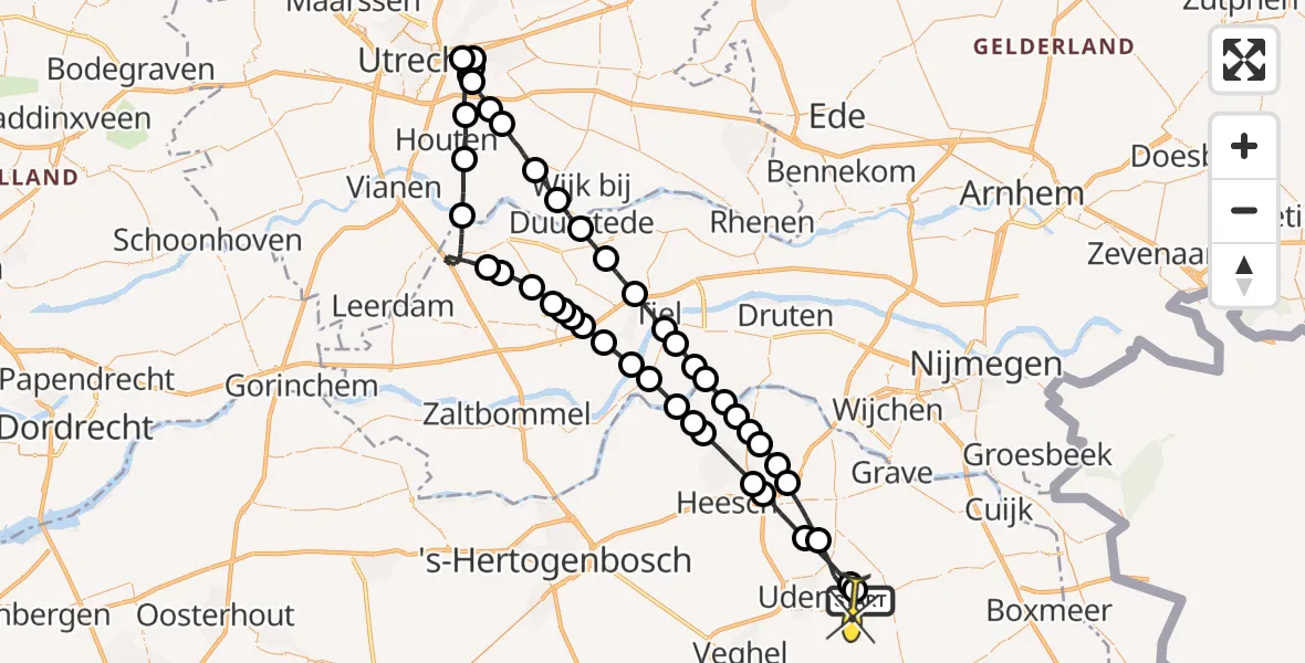 Routekaart van de vlucht: Lifeliner 3 naar Volkel