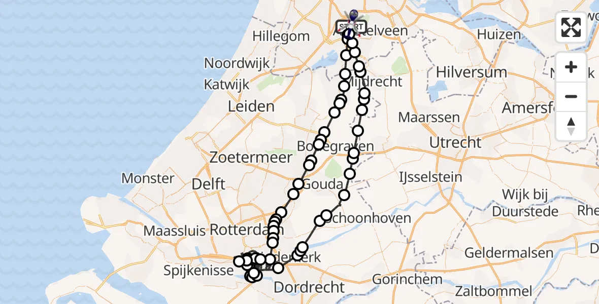 Vluchtroute Politiehelikopter van Schiphol naar Schiphol