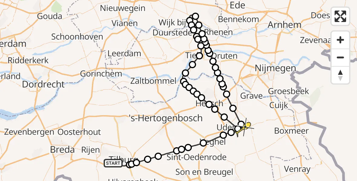 Routekaart van de vlucht: Lifeliner 3 naar Volkel