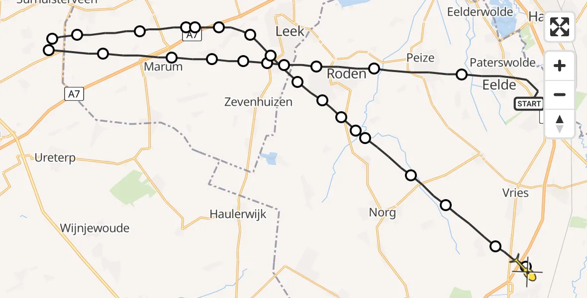 Routekaart van de vlucht: Lifeliner 4 naar Assen