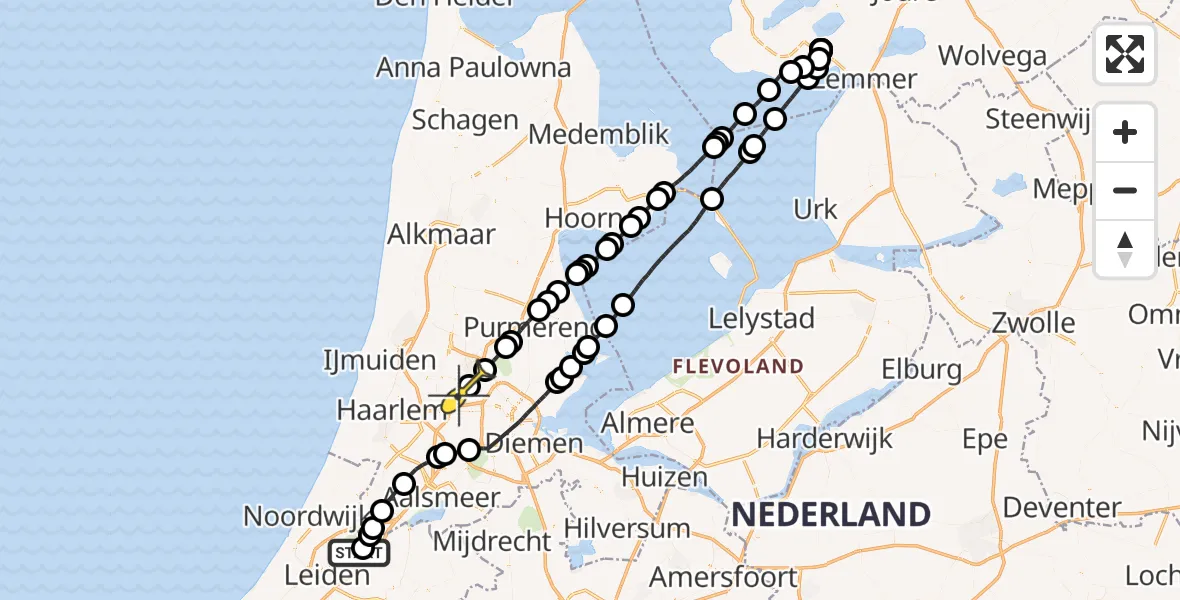 Routekaart van de vlucht: Lifeliner 1 naar Amsterdam